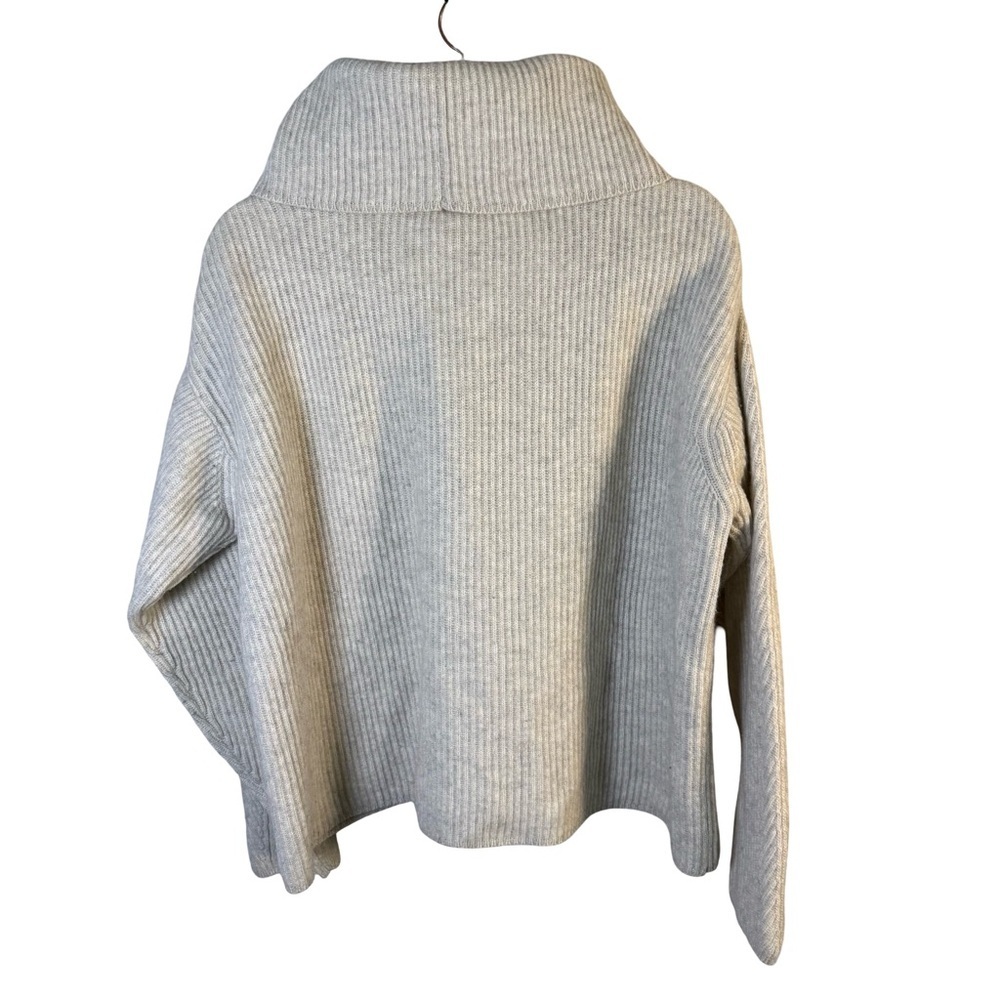 Joye + Fun Ribbed Oversized Cream Gray Cowl Neck Sweater Size M Neutral Cozy - Picture 2 of 13